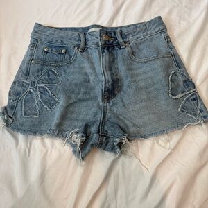 PacSun Denim Shorts with Bow Accents